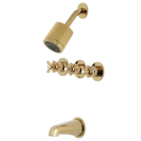 Kingston Brass Tub and Shower Faucet, Polished Brass, Wall Mount KBX8132ZX